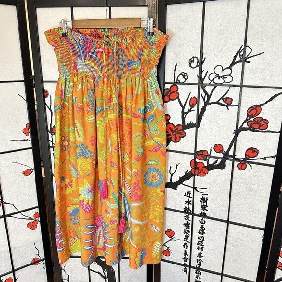Gretchen Scott Dress OS Lightweight Printed Tunic Swim Coverup Tropical Halter - Picture 1 of 7